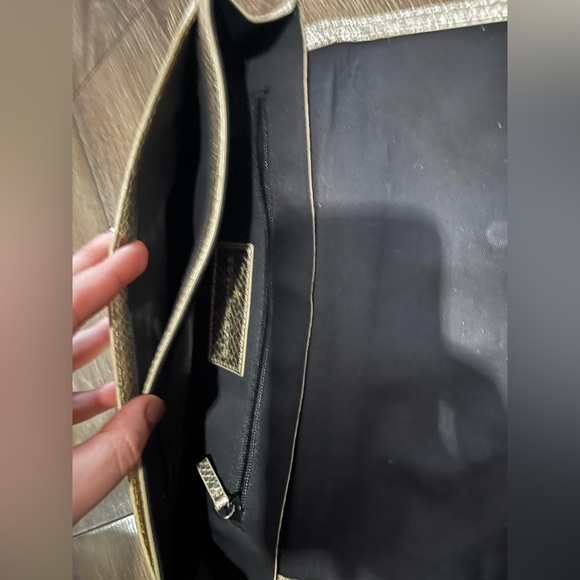 Club Monaco Gold Snakeskin Leather Envelope Clutch - Picture 9 of 9